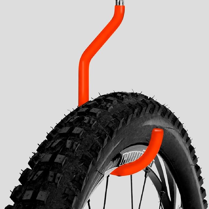 SMARTOLOGY Bike Storage Hook, Bike Hanger, Rubber Coated Heavy Duty Large Screw in Ceiling Hooks for Garage Wall, 4 Pack, Fits All Bike Types, Bike Racks & Stands