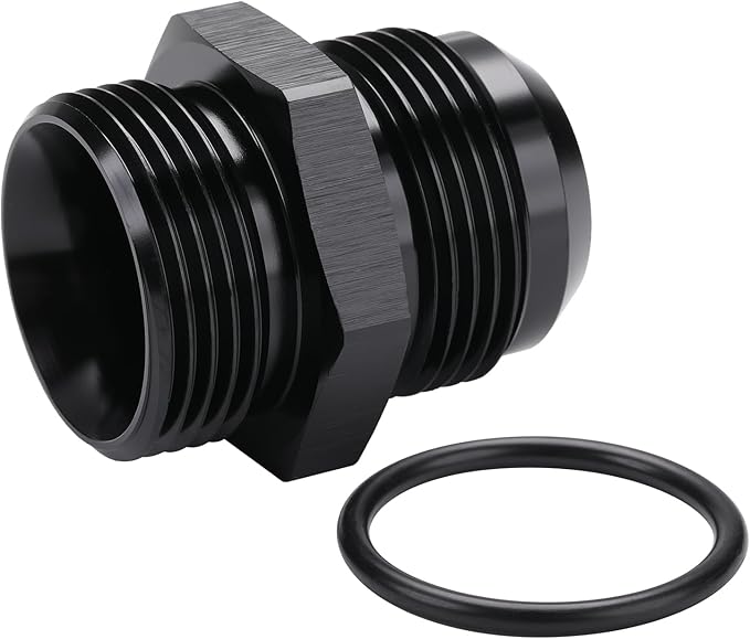 16AN Male Flare to 16AN ORB O-ring Boss Fuel Pump Rail Adapter Fitting Aluminum Black