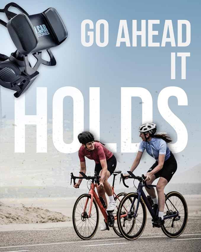 Bike & Motorcycle Phone Mount - for iPhone 16 Pro Max (15, 14, SE, Plus), Galaxy s25 or Any Cell Phone - Universal Handlebar Holder for ATV, Bicycle & Motorbike. +100 to Safeness & Comfort