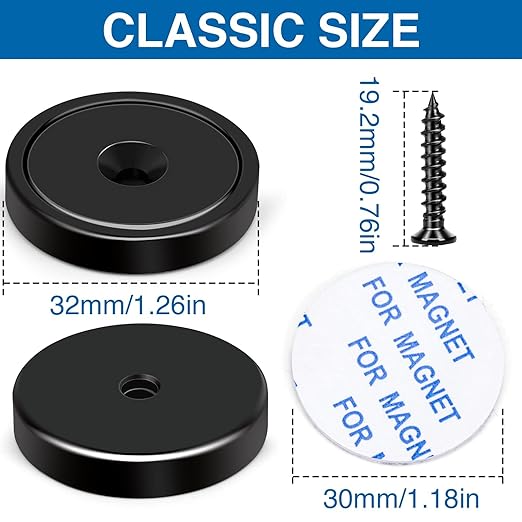 LOVIMAG 50 Pack Strong Neodymium Magnets, 110 LBS Black with Screws for Wall Mounting, Kitchen Doors, Rare Earth for Holding Tools, Lifting, Tool Organizer