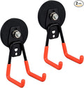 ULIBERMAGNET Heavy Duty Magnetic Garage Hooks,Strong Large Magnet Hooks for Power Drill,Garden Tools,Hose,Pegboard,Garage,Workshop,2 Pack Magnetic Storage Holder for Indoor Outdoor Hanging(Orange)