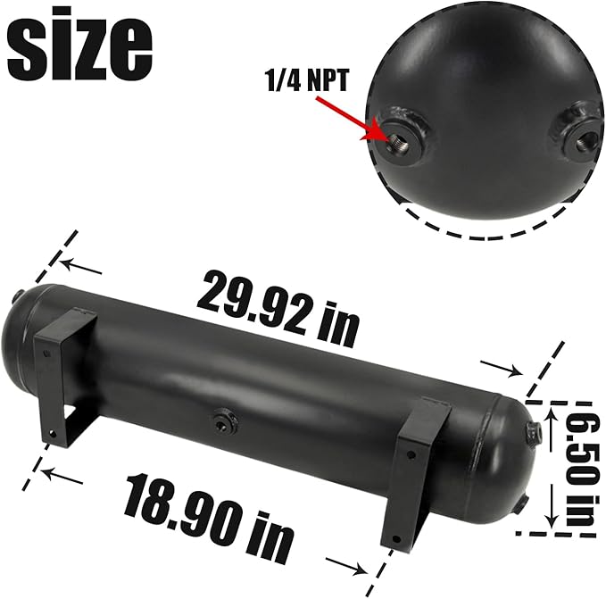 5 Gallon Air Tank for Suspension/Air Ride/Bag/Car Train Truck Horn 18 Liter Compressed Air Storage Tank Air Ride Receiver Tank