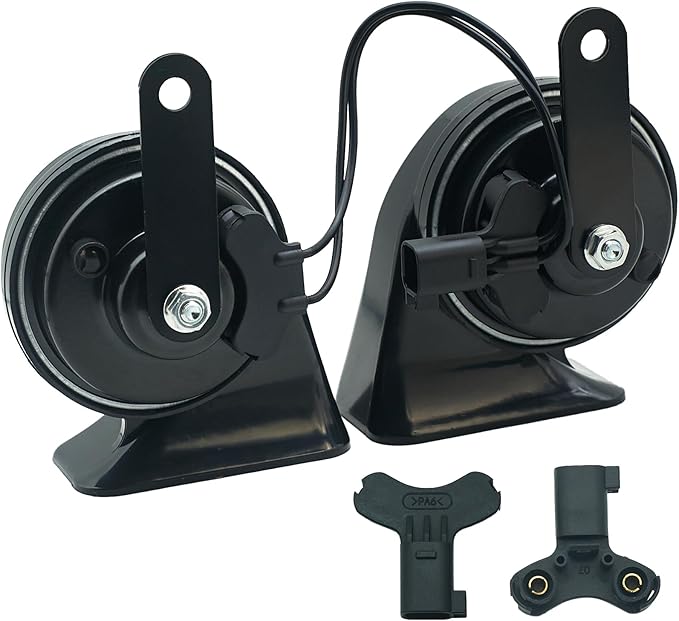 Car Horn Kit for Ford Chevrolet Ram GMC Tesla,12V Loud Waterproof Auto Horn, High Low Dual Tone 126 Decibel, Replacement for Ford(2 Connectors)