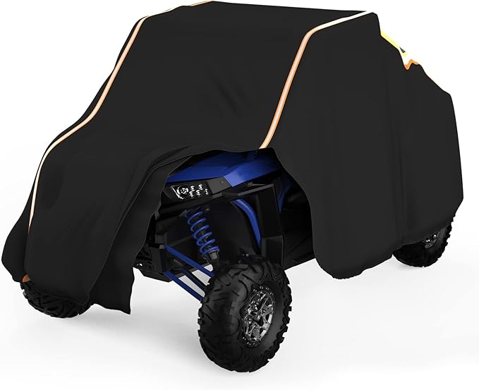 KEMIMOTO UTV Cover 2 Seater Heavy Duty Medium Size Compatible with Polaris RZR General, Can-Am Maverick, Talon, Teryx, Zforce, Viking, YXZ SXS Cover 2-3 Seater with Reflective Strip Sturdy in Wind