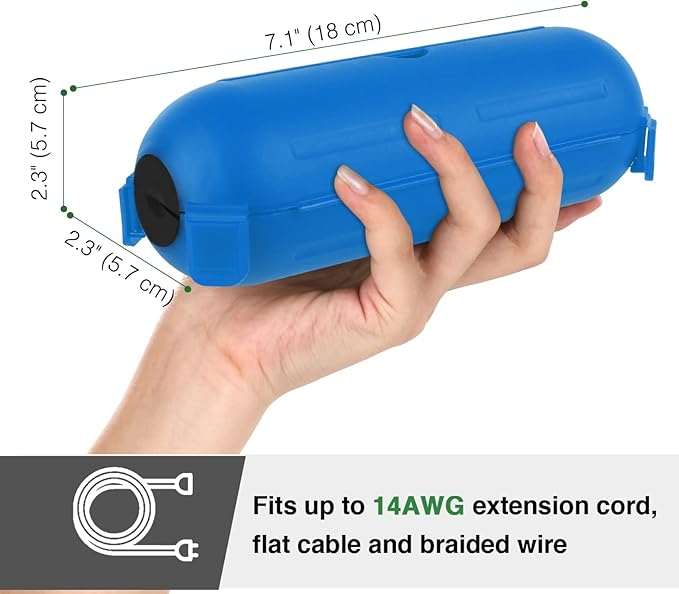 Flemoon [3 Pack] Outdoor Extension Cord Cover, IP44 Waterproof Box and Safety Housing Case, Ideal to Protect Outdoor Plugs, Electrical Connections, Holiday Decoration Lights, Size Small, Blue