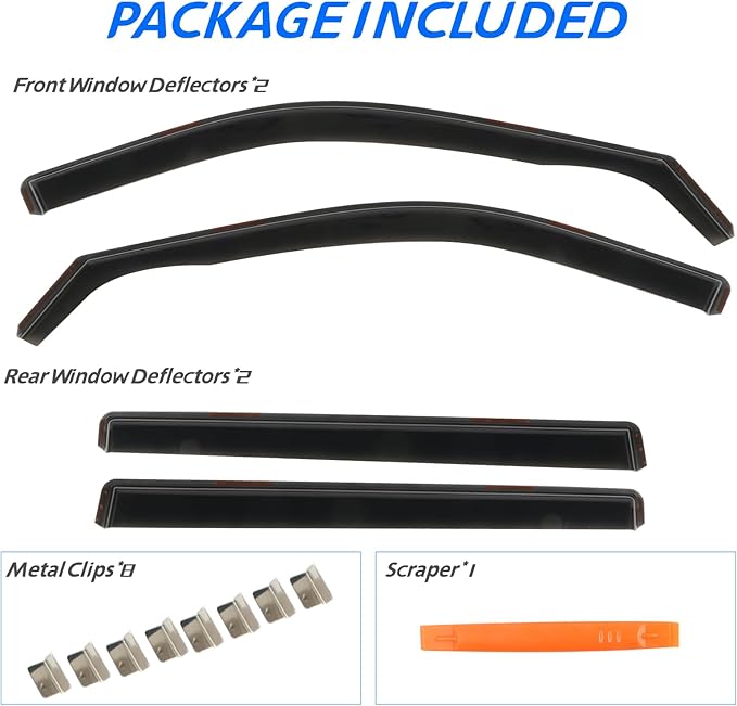 4pcs in Channel Rain Guards for 2021 2022 2023 2024 2025 Toyota Highlander, Extra Durable Side Window Wind Deflectors, Smoke Tinted Vent Window Visors Shade Shield for Cars