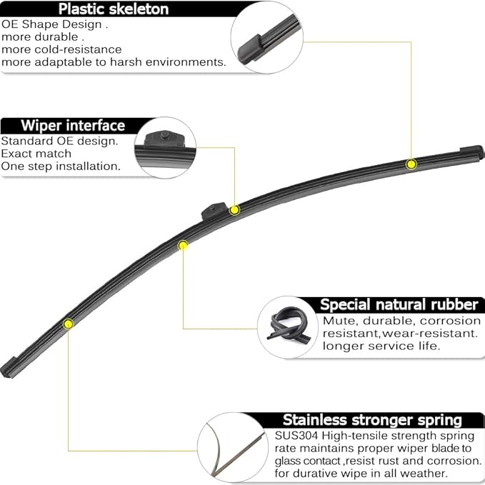 AUTOBOO 26"+22" Windshield Wipers Blades Replacement for Porsche Cayenne 2019-2025 with 13 Inch Rear Wiper Blade -Original Factory Quality (Pack of 3)