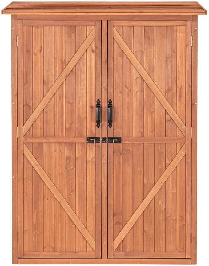 Leisure Season MCS5137 Multi Compartment Storage Cabinet - Brown - Indoor and Outdoor Shed for Garden, Patio, Shed, Backyard, Front Porch, Garage - Tool Organizer and Furniture with Shelves, Cabinets
