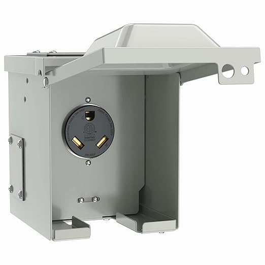 30 Amp RV Power Outlet Box, NEMA TT-30R 125V RV Outdoor Electrical Receptacle Panel, Weatherproof, for RV Camper Travel Trailer Electric Car Generator