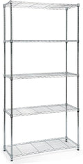 Heavy-Duty Chrome Steel Wire Shelving NSF Certified. Adjustable Storage Rack for Kitchen,Garage,and Laundry Utility Room (Chrome-5Tiers-36x14x72)