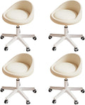 Rolling Stool Set of 4 Rolling Hydraulic Salon Stool with Low Backrest - Adjustable Swivel Chair for SPA, Shop, Salon, Massage, or Medical Office Beige