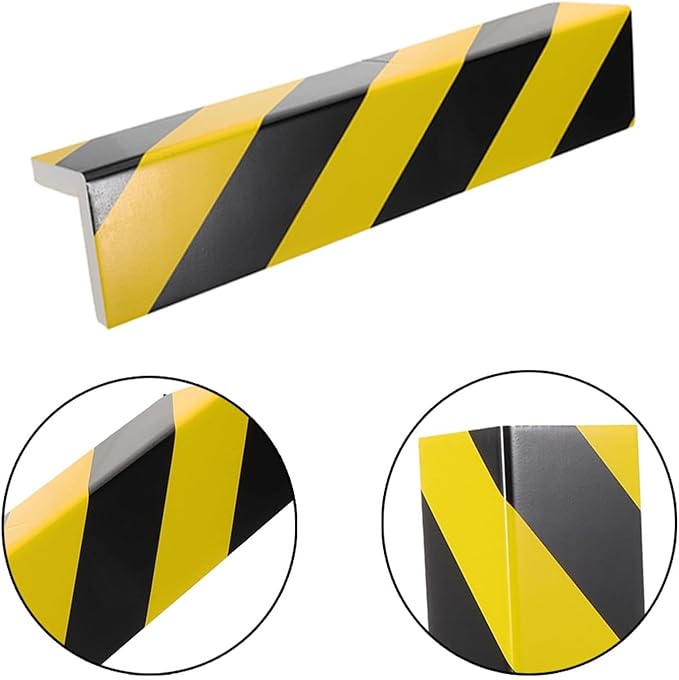 2 Packs 40 * 12.5 * 2cm Garage Wall Protector Foam Wall Corner Guard for Parking Garages Wall Edge Protector with Reflective Safety Stripe, Self-Adhesive (Black-Yellow)