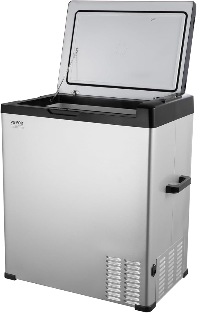 VEVOR 12 Volt Car Refrigerator Fridge, 70Liter(74qt) Single Zone Portable Freezer, -4℉-68℉ Adjustable Range, 12/24V DC and 100-240V AC Compressor Cooler for Outdoor, Camping, RV, Silver