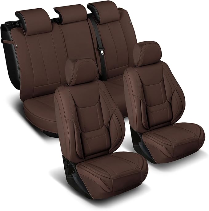 Coverland Custom Car Seat Covers Compatible with 2024-2025 Tacoma Xtra Cab, Double Cab - Premium Leather Non-Slip Waterproof Custom Interior Protector Full Set-Dark Brown [See Size Chart-Size X143]