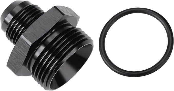 10AN Male Flare to 16AN ORB O-ring Boss Fuel Pump Rail Adapter Fitting Aluminum Black