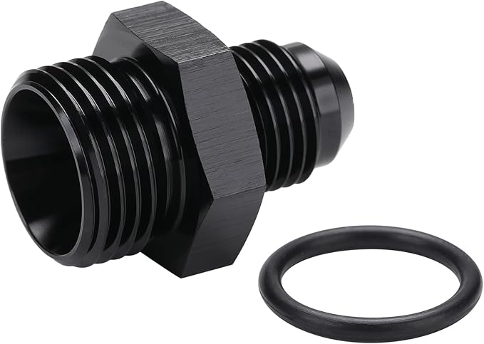 6AN Male Flare to 8AN ORB O-ring Boss Fuel Pump Rail Adapter Fitting Aluminum Black