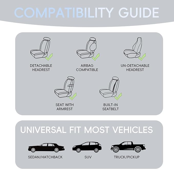 BABYBLU Linen Car Seat Cover for Cars - Durable & Non-Slip - Front Car Seat Protector Covers for Most Automotive, Vans, SUVs, Trucks