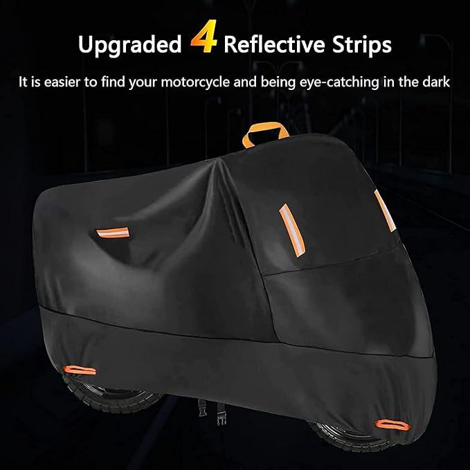 300D Oxford Heavy Duty Motorcycle Cover, Dirt Bike Cover, 96 inch XL for Adventure Cruiser Street Sport Touring - Tear Proof Night Reflective Lock Holes Waterproof Impermeable Outdoor Protect