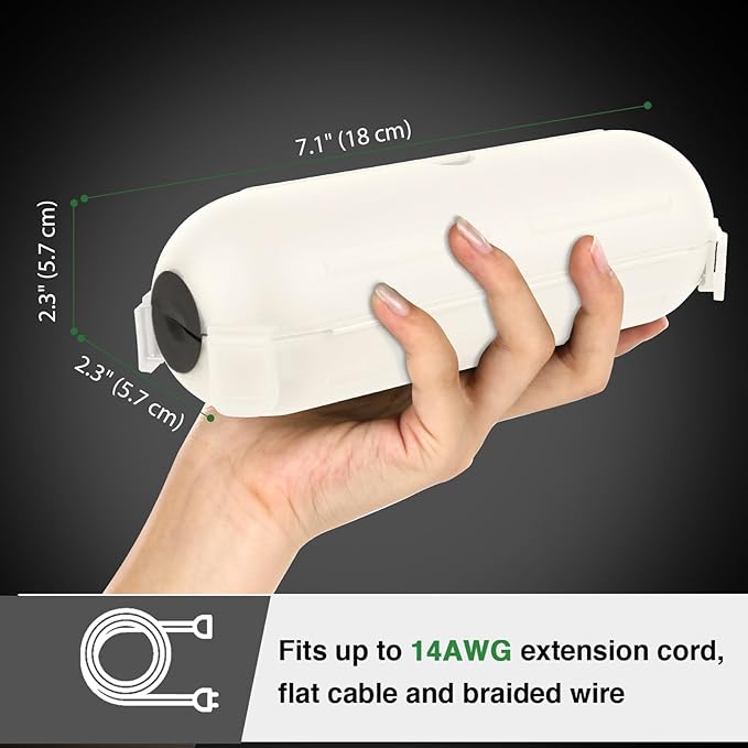 Flemoon [3 Pack] Outdoor Extension Cord Safety Cover with Waterproof Seal, Weatherproof Electrical Connection Box for Outdoor Outlet, Plug, Socket, Halloween, Christmas Holiday Decoration Light, White