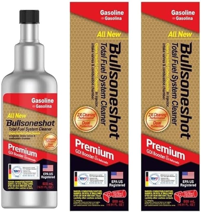 2 Pack Bullsoneshot Premium Total Fuel System Cleaner & Fuel Additive for Gasoline Engine