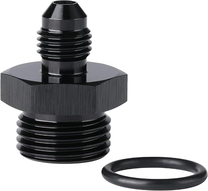 4AN Male Flare to 8AN ORB O-ring Boss Fuel Pump Rail Adapter Fitting Aluminum Black