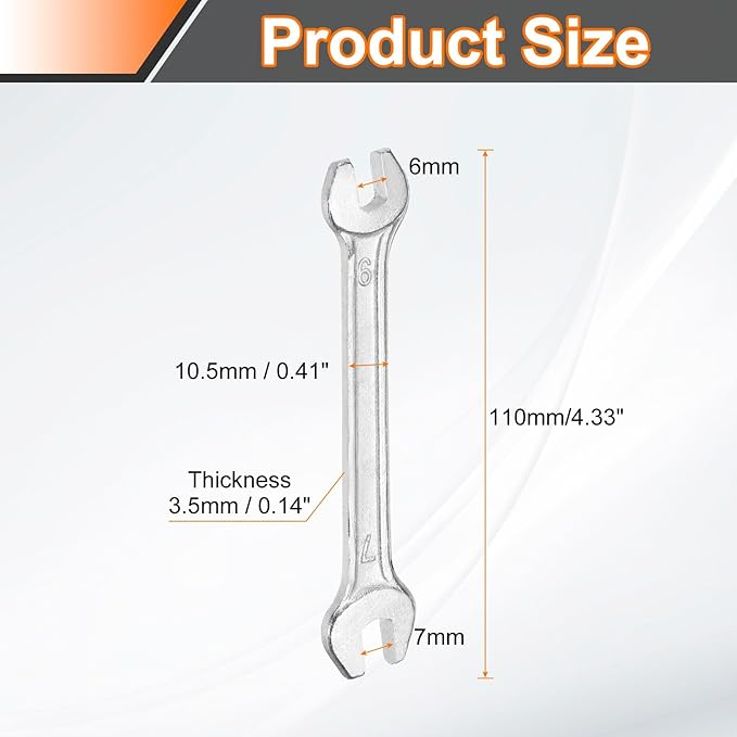 HARFINGTON 5pcs Double Open End Wrench 6mm x 7mm Metric 15 Degree Offset Angle Small Flat Head Wrench Galvanizing Open Ended Spanner for Automotive Repair Furniture Assembly