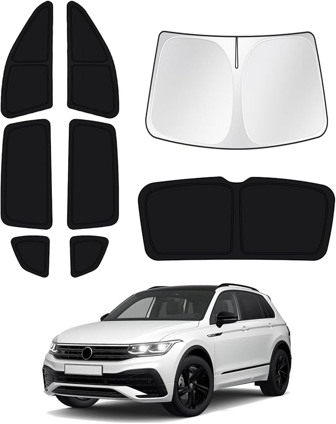 Windshield Sun Shade for 2018-2023 Volkswagen VW Tiguan Side Rear Window Shade Cover Sun Visor Shield Privacy Protection Keep Vehicle Cool Black 8PCS