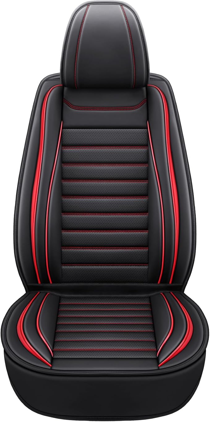 Car Seat Covers Full Set, Universal Faux Leather Car Seat Covers, Waterproof Breathable Automotive Seat Covers for Most Sedans SUV Trucks, Wine Red