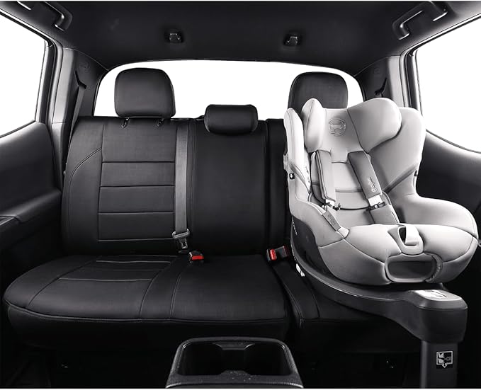 EKR Custom Fit Tacoma Car Seat Covers for Select Toyota Tacoma (Petrol) 2024 2025 Double cab SR,SR5,TRD Sport,TRD Off-Road,Limited - Full Set, Neoprene (Black)