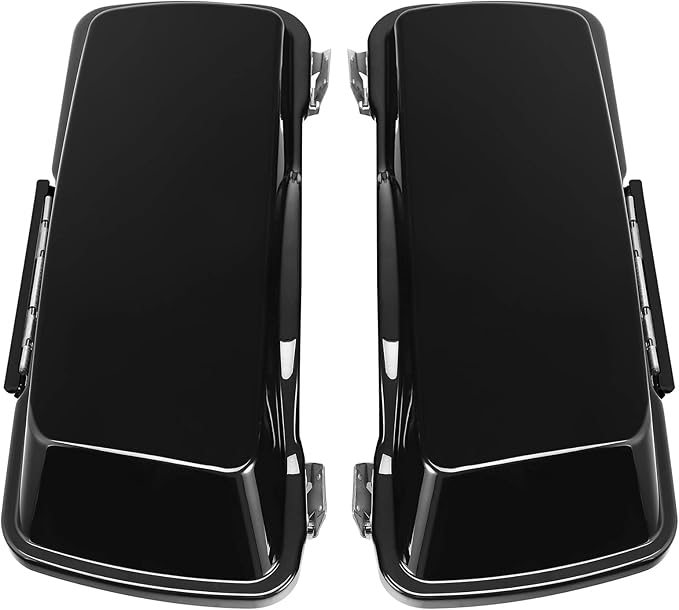 XFMT Motorcycle Stretched Saddlebags Vivid Black 5" Extended Hard Saddle Bags W/Black Latches For Harley Touring Road King Street Glide Road Glide Electra Glide Ultra Classic 1993-2013