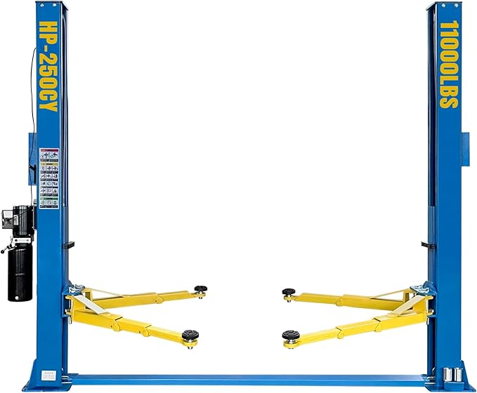 110V Two Post Car Lift 11,000 LBS, Single-Sided Unlocking Heavy Duty Floor Plate 2 Posts Auto Hoist Truck Lift for Garage 3 Year Warranty