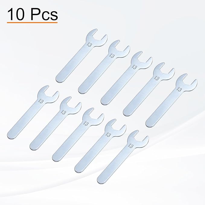 HARFINGTON 10pcs Small Wrench Open End Wrench 13x87x2mm Metric U-Shaped Single Open Ended Spanner Super Thin Small Flat Head Galvanizing Wrench for Automotive Repair Furniture Assembly