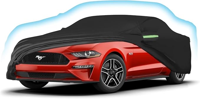 Proadsy 2025 Upgrade Car Cover for Ford Mustang 1994-2023 2024 2025, Waterproof All Weather, Windproof Snowproof Rain Hail Sun UV Protection Full Outdoor Indoor Exterior Car Covers, Black