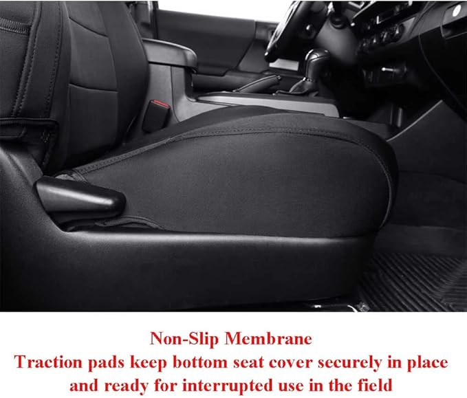 EKR Tacoma Front Car Seat Covers for Toyota Tacoma 2012 2013 2014 2015 (Regular Seats) Custom Neoprene Truck Seat Cover - Front Row Only, Neoprene (Black)