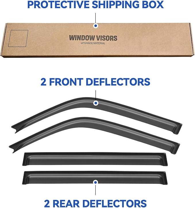 Window Visors Rain Guards for 1996 1997 1998 1999 2000 Toyota RAV4, Out-Channel Window Vent Wind Deflectors Visors Shades for 96 97 98 99 00 Toyota Rav4