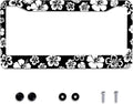 White Hibiscus Hawaii Flowers License Plate Frames Floral Round Hole Personalise License Plate Frame Car Universal Accessories Stainless steel Cars Decor Fits Standard US Vehicles Size 12.2 x 6 Inches