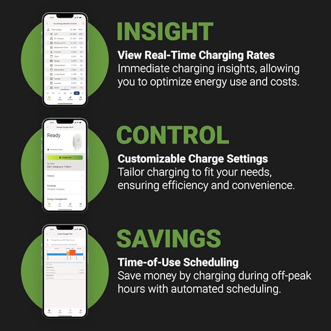 EMPORIA Level 2 EV Charger w/ J1772 Charger, 48 amp, Preconfigured for Hardwired Install with Whip, UL/Energy Star WiFi Enabled EVSE Level 2, 25ft Cable (Black)
