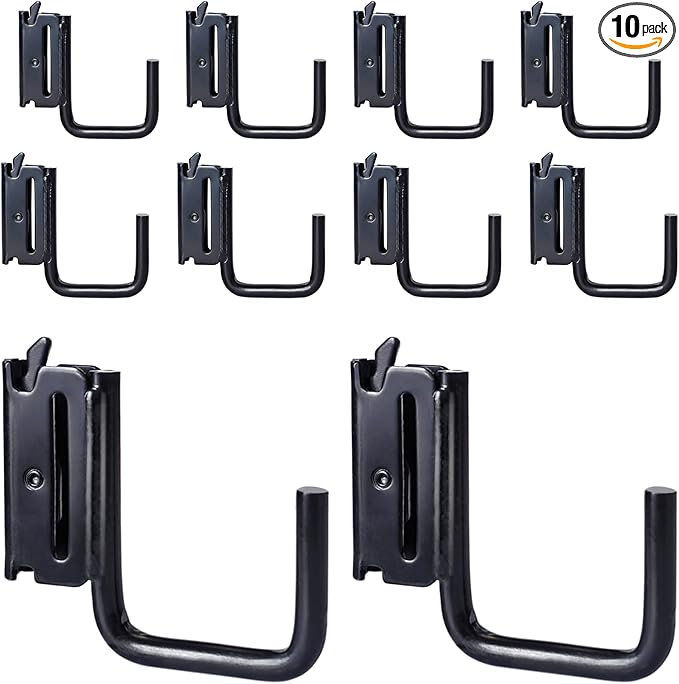 10 Pack 2" E Track J Hooks Heavy Duty Black Steel E-Track Tie Down Accessories for Box Truck, Enclosed Trailer, Garage, Vans, Warehouse, Workshop