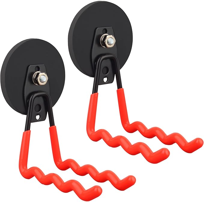 ULIBERMAGNET Heavy Duty Large Magnet Hooks,Strong Magnetic Wave Hook for Hose,Jig Saw,Circular Saw,Workshop Organization,2 Pack Magnetic Tool for Hammer Drill,Garden Tool(3.46inch/Orange)