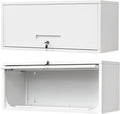 Metal Wall Storage Cabinet with Up-flip Door, Wall-Mounted Storage Cabinet for Garage, Warehouse, Home, Office, Assembly Required (White)