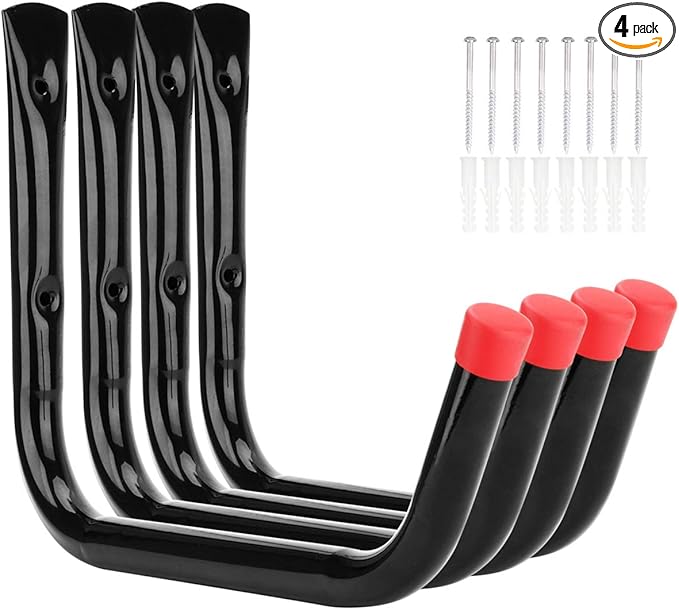 Heavy Duty Garage Storage Hooks,15Inch Jumbo Arm Kayak Wall Hangers 100 LB Capacity, Steel Canoe Rack for Outdoor or Indoor