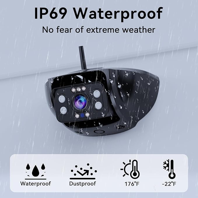 RV Backup Camera Wireless 7-inch for Furrion: Touchkey 4-Channel with Recording 1080P HD RV Rear View Camera Night Vision Waterproof Easy Install for Trailers, Boats, Fifth Wheels