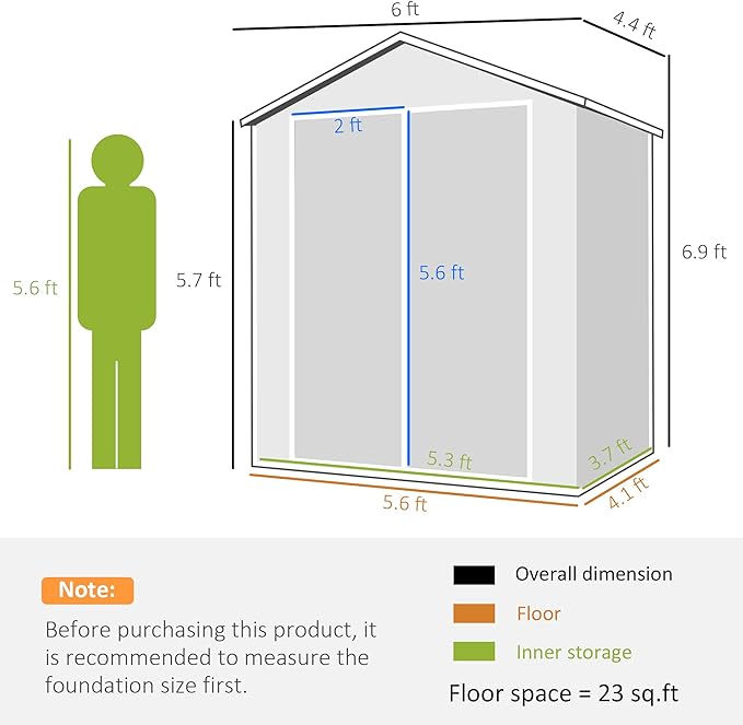 Outsunny 6' x 4.5' Outdoor Storage Shed, Plastic Shed with Vent, Window and Double Lockable Doors, Utility Resin Shed for Patio, Backyard, Lawn, Garage, Gray