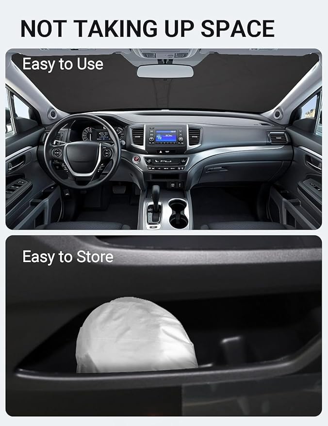 Proadsy 2025 Upgrade Windshield Sun Shade Custom Fit Honda Ridgeline 2017-2024 2025 4-Layer Foldable Front Sunshade Protector Sun Visor Blocks UV Rays Keep Car Cooler