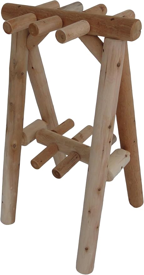 9-Place Freestanding Log Ski Rack Holder, Indoor & Outdoor Snowboard Racks, Standing Storage, Garage Racks for Snow Skis & Poles, Snowboard Rack Garage Storage Organizer- Canyon Brown + 15" Anchor Kit