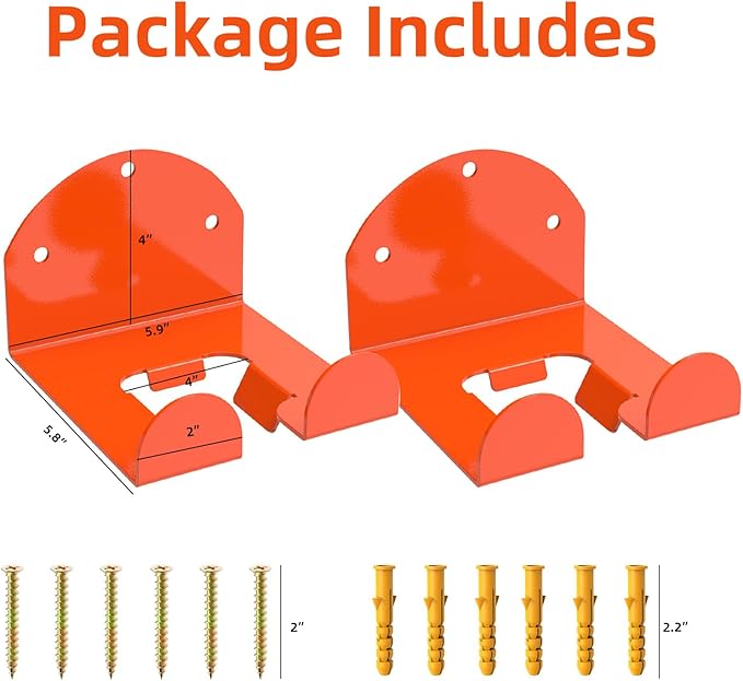 2 Pack Garage Organizer Trimmer Rack, Heavy-Duty Wall Mount Hanger for Grass Trimmer, Weed Eater & Power Tools