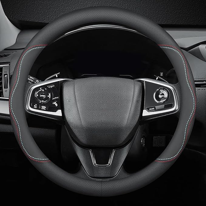 New Nappa Leather car Steering Wheel Cover, Universal 15 inch Black
