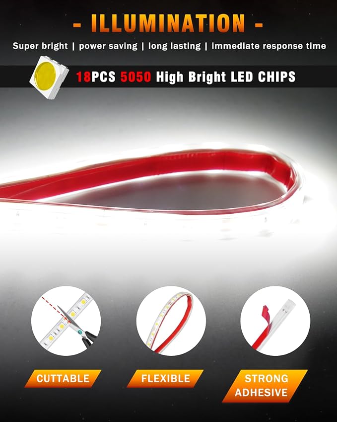 Qasim 12V Led Light Strip Waterproof 32CM White Golf Cart Underglow Led Lights for Car Motorcycles Boat Navigation Interior & Exterior-Pack of 6
