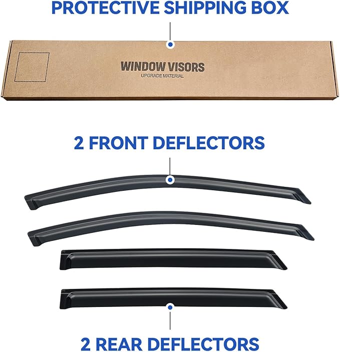 Window Visors Rain Guards Shield for 2013-2018 Hyundai Santa Fe, Out-Channel Window Vent Wind Deflectors Visors Shades for 13-18 Santa Fe (EXCLUDES Santa FE XL)