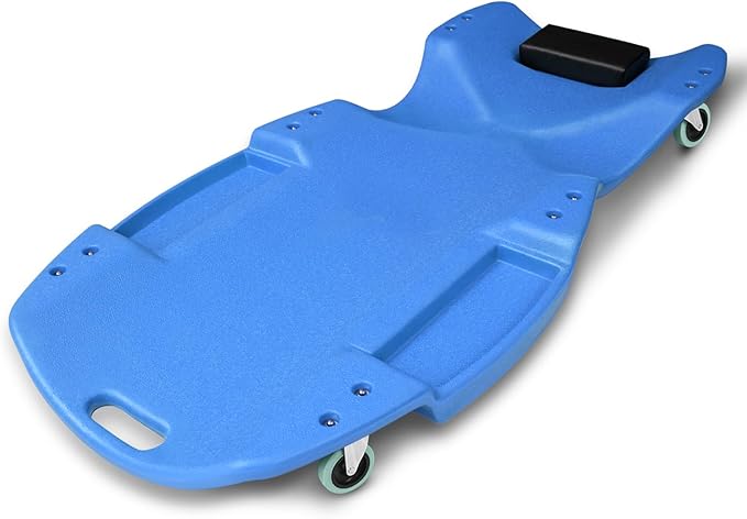 Magshion Mechanic Creeper with Padded Headrest & Tool Trays – 440 lbs Capacity, Rolling Garage Creeper with 6 Swivel Wheels, Lightweight & Portable Under Car Creeper for Auto Repair (Blue)